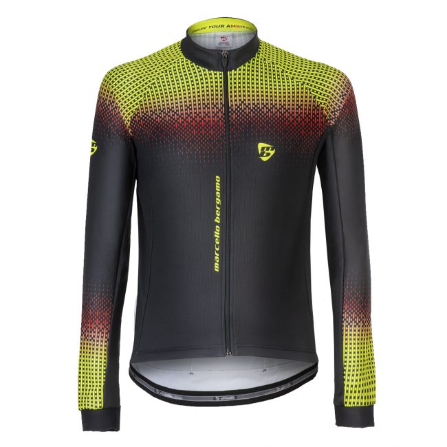 Maglia manica lunga da ciclismo Sonora Nero Giallo Fluo Marcello Bergamo